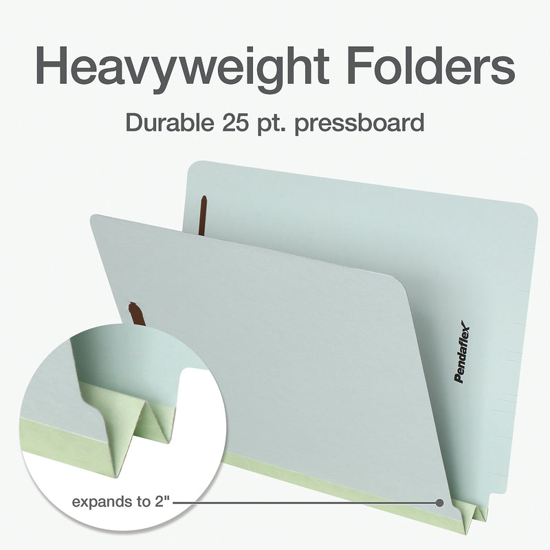Pendaflex 60% Recycled Heavy Duty Pressboard Classification Folder, 2" Expansion, Letter Size, Light Green, 25/Box (44715)