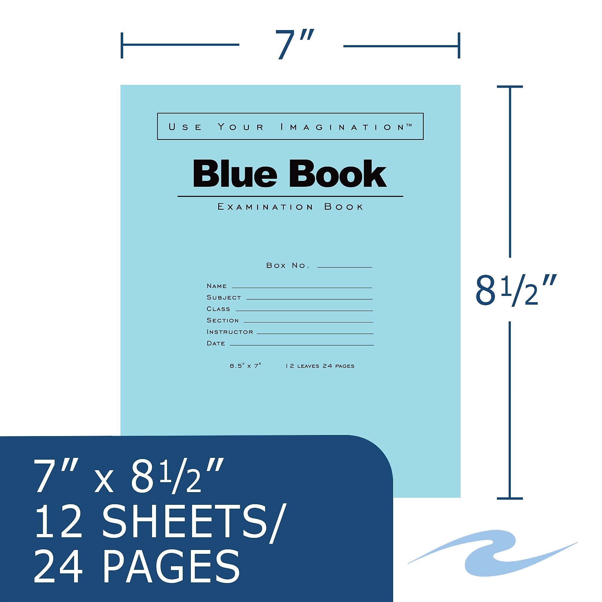 Roaring Spring Paper Products Exam 1-Subject Exam Notebook, 7" x 8.5", Wide Ruled, 12 Sheets, Blue (77513)
