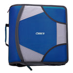 Case It King Sized Zip Tab 4" 3-Ring Zipper Binders, D-Ring, Blue (D-186 BLU)