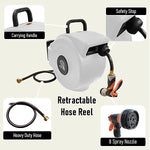 Hose Reel Pro Heavy Duty Retractable Garden Hose Reel, 1/2" x 50', White (GHR-1/2-WH-50)