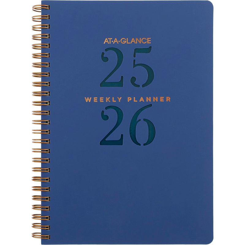 2025-2026 AT-A-GLANCE Signature Lite 5" x 8" Academic Year Weekly & Monthly Planner, Plastic Cover, Navy (YP20LA2026)