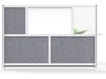 Luxor Workflow Series 5-Panel Freestanding Modular Room Divider System Starter Wall with Whiteboard, 48"H x 70"W, Gray/Silver