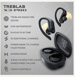 Treblab X3 Pro Wireless Noise Canceling Earbuds, Bluetooth, Black (X3-PRO-B)