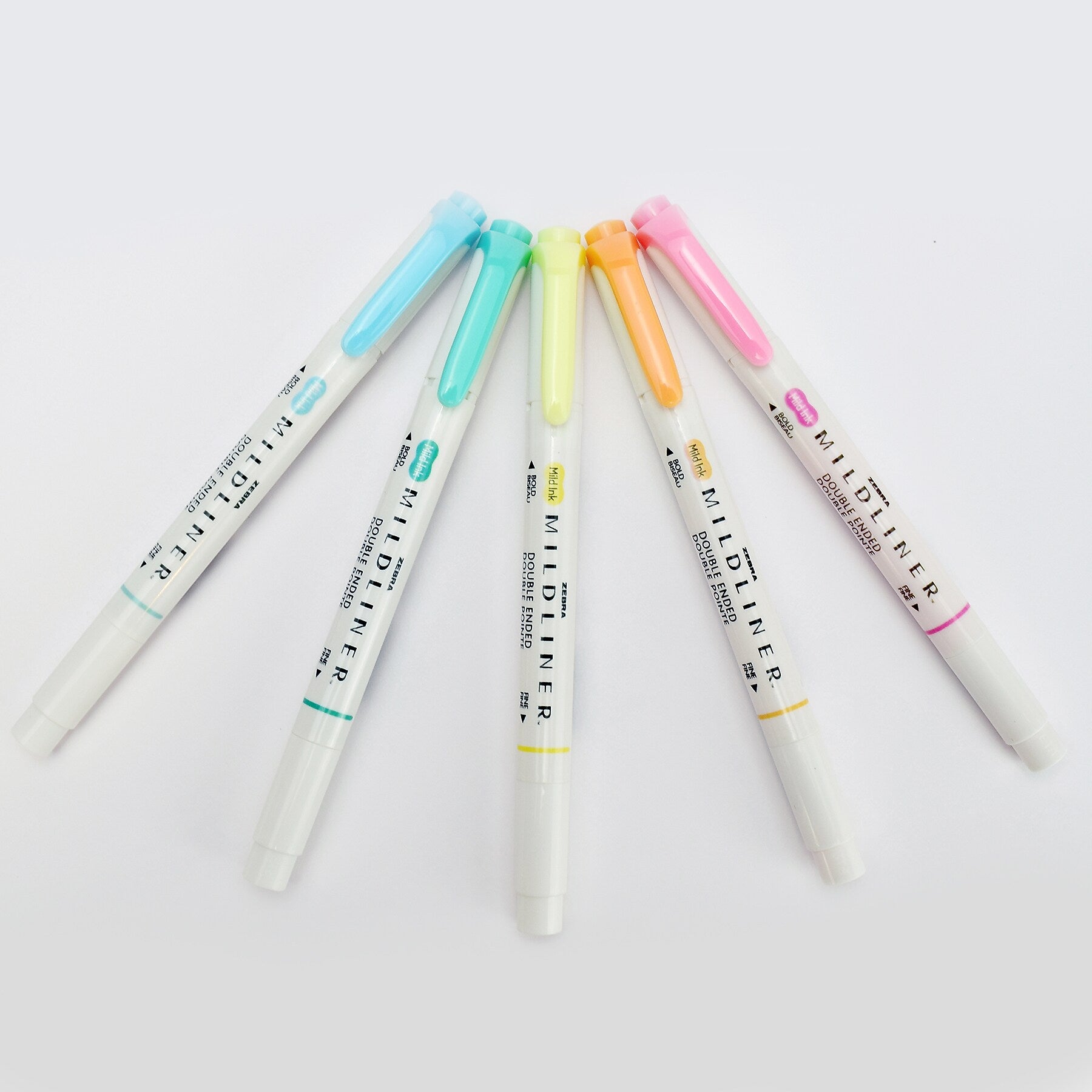 Zebra Mildliner Twin Tip Highlighters, Bullet/Chisel Tip, Fluorescent Assorted, 5/Pack (78105)