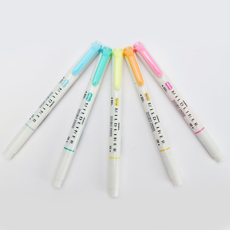 Zebra Mildliner Twin Tip Highlighters, Bullet/Chisel Tip, Fluorescent Assorted, 5/Pack (78105)