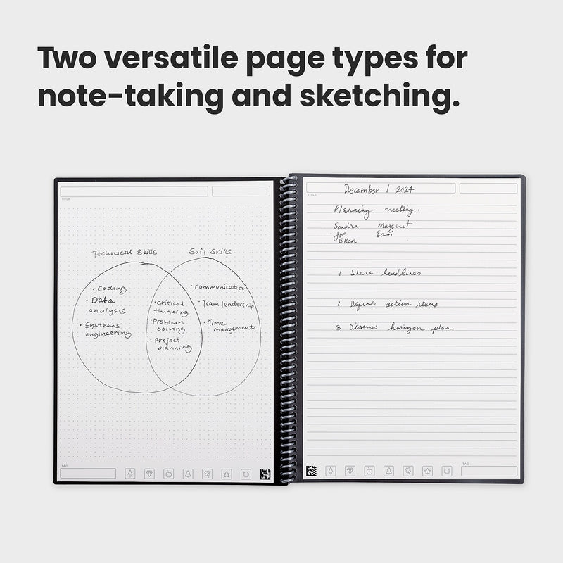Rocketbook Fusion Reusable Notebook Planner Combo, 8.5" x 11", 42 Sheets, Blue (EVRF-L-RC-CDF-FR)