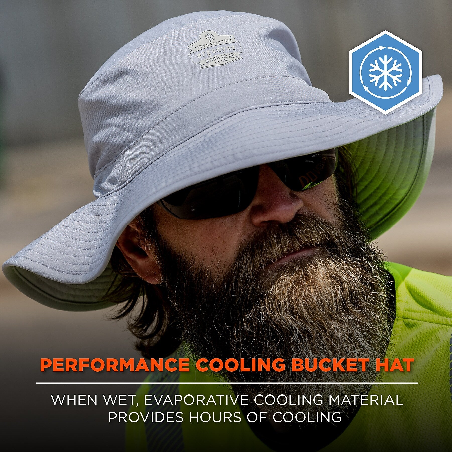Chill-Its 8939 Cooling Bucket Hat, Gray (12666)