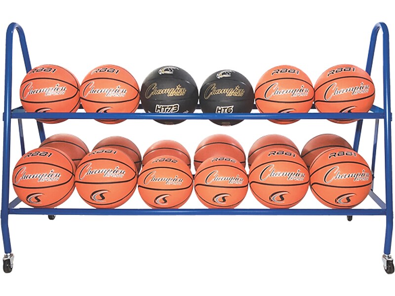 Champion Sports Deluxe Heavy-Duty Basketball Cart, Blue (BRC18)