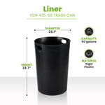 Alpine Industries 475 Series 50 Gallon Rigid Bin Liner, 33.7" x 23.11" x 23.11" (ALP475-50-L)