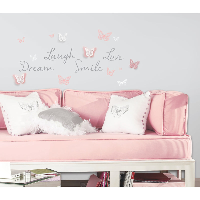 York Wallcoverings Butterfly Dream W/ 3D Cutout Butterflies Wall Decals (RMK3173SCS)