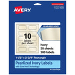 Avery Laser/Inkjet Rectangle Pearlized Labels, 1.5" x 2.75", Ivory, 500 Labels/Box (94230)