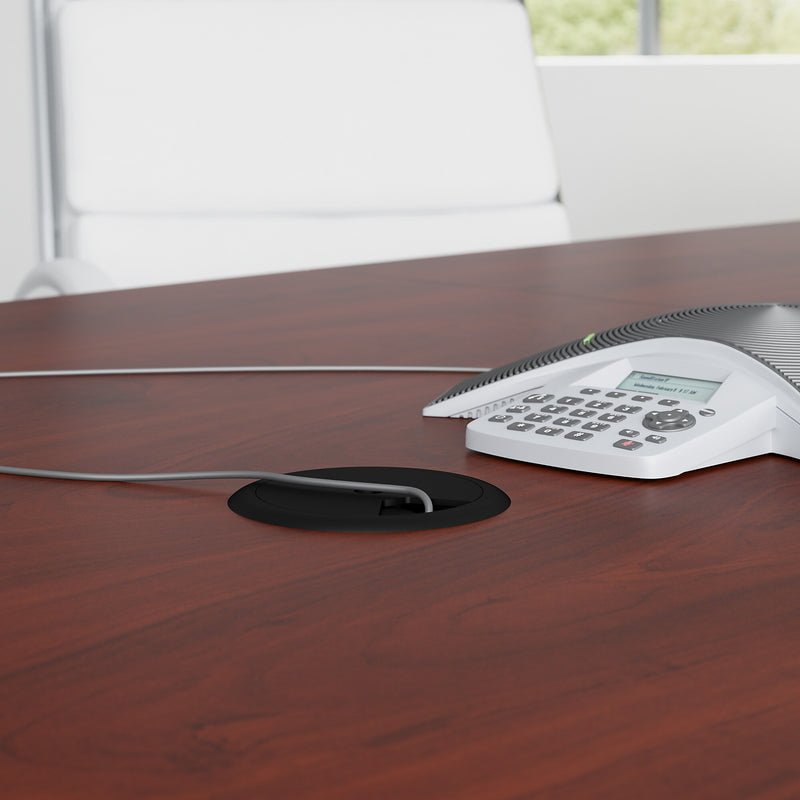 Bush Business Furniture 96W x 42D Boat Shaped Conference Table with Metal Base, Hansen Cherry (99TBM96HCSVK)