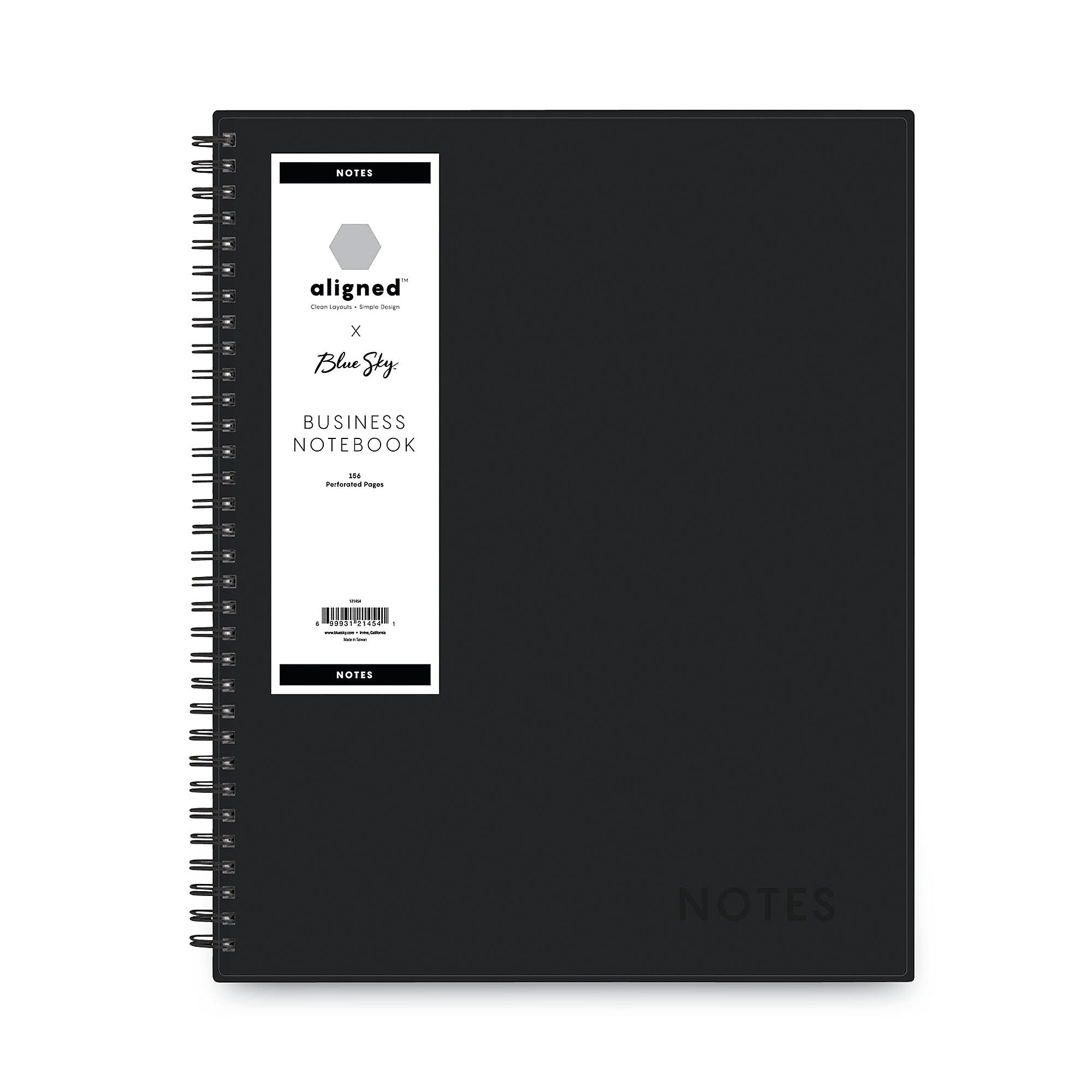 Blue Sky Aligned Business Professional Notebooks, Narrow Ruled, 78 Sheets, Black (BLS121454)