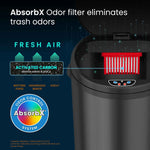 iTouchless Stainless Steel Round Sensor Trash Can with AbsorbX Odor Control System, 8 Gallon, Black (MT08RB)