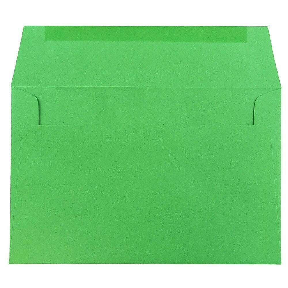 JAM Paper A9 Booklet Envelope 5 3/4" x 8 3/4", Green, 100/Pack (98176d)