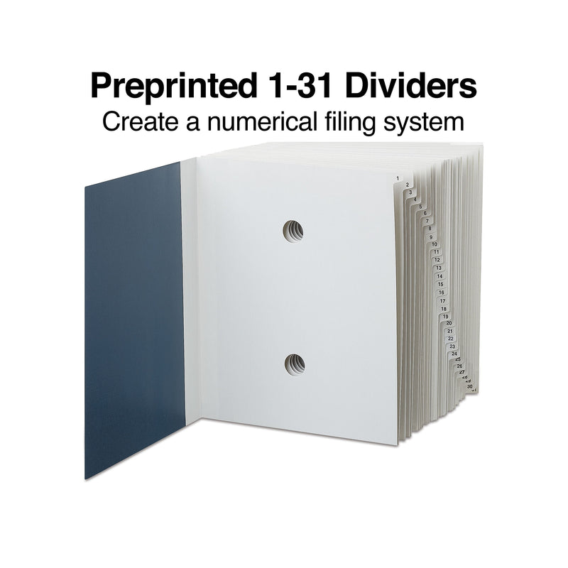 Staples EveryDay Pressboard Indexed Desk File, Numerical Index, Blue (ST120006-CC)