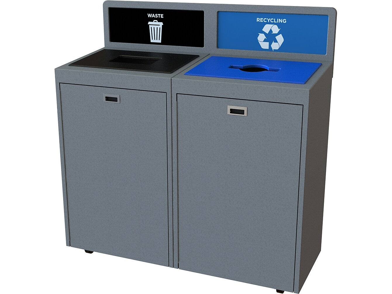 CleanRiver TIM Plastic Dual-Stream Recycling Station, 72 Gallon, Gray (TIM72-2-WR-GY)