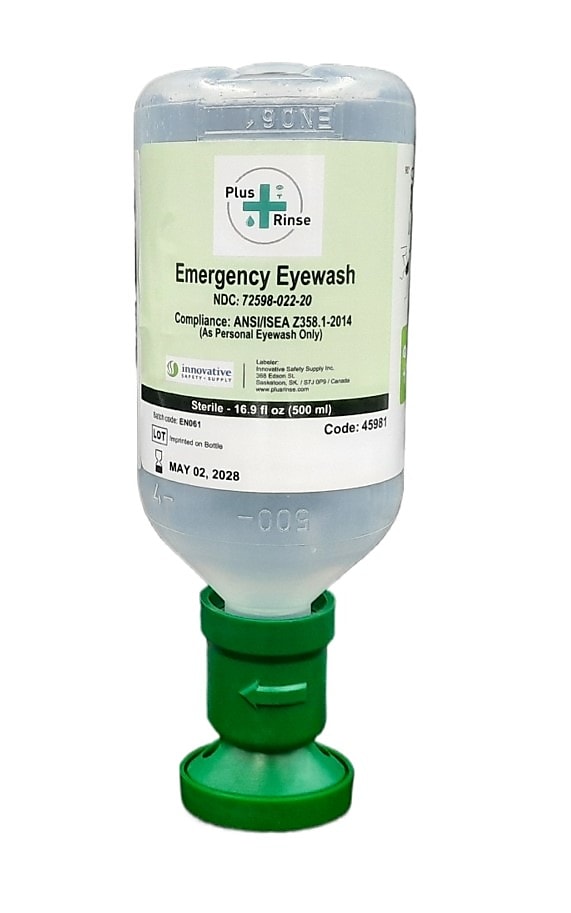Plus Rinse Saline Eyewash Bottle Refill, 16.9 oz., 12/Box (45981-12)