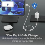 Plugable GaN USB-C Wall Charger, 30W, White (PS-30C1W)