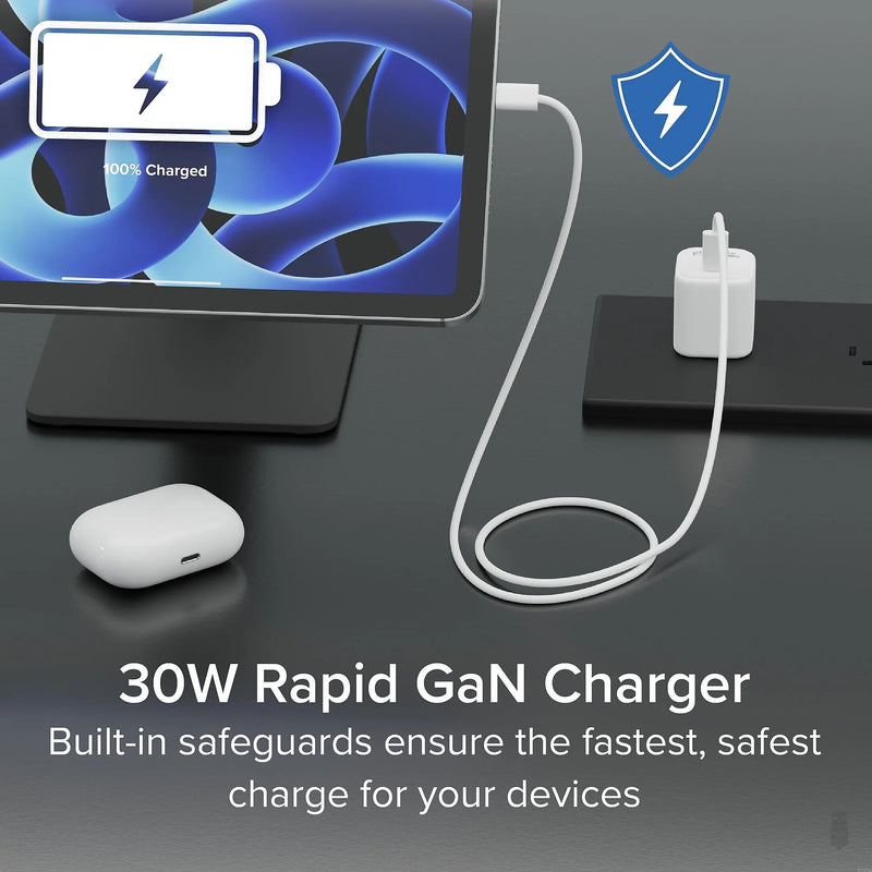 Plugable GaN USB-C Wall Charger, 30W, White (PS-30C1W)