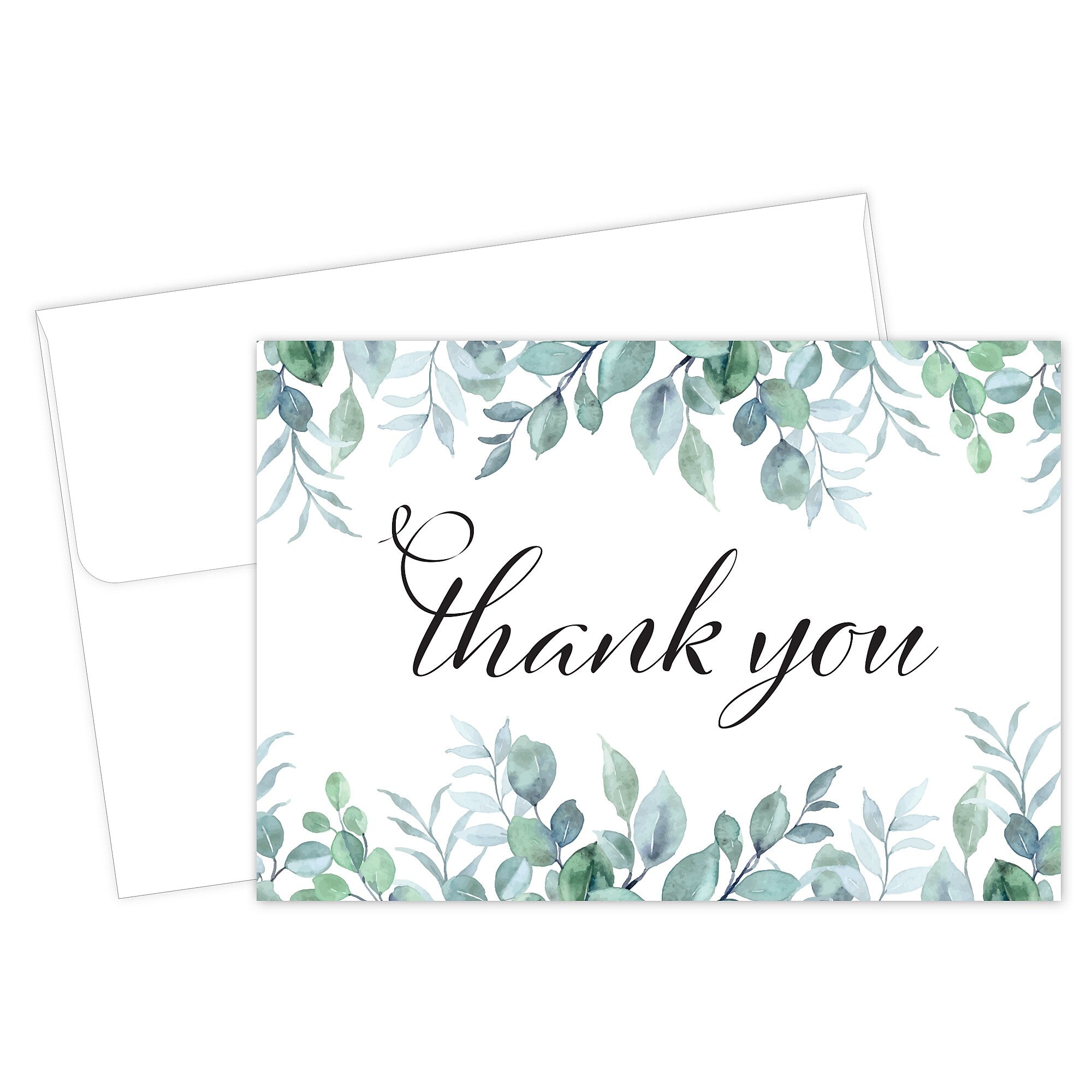 Great Papers Elegant Eucalyptus General Use Thank You Notecard Kits, Multicolored, 24/Pack (2025032)