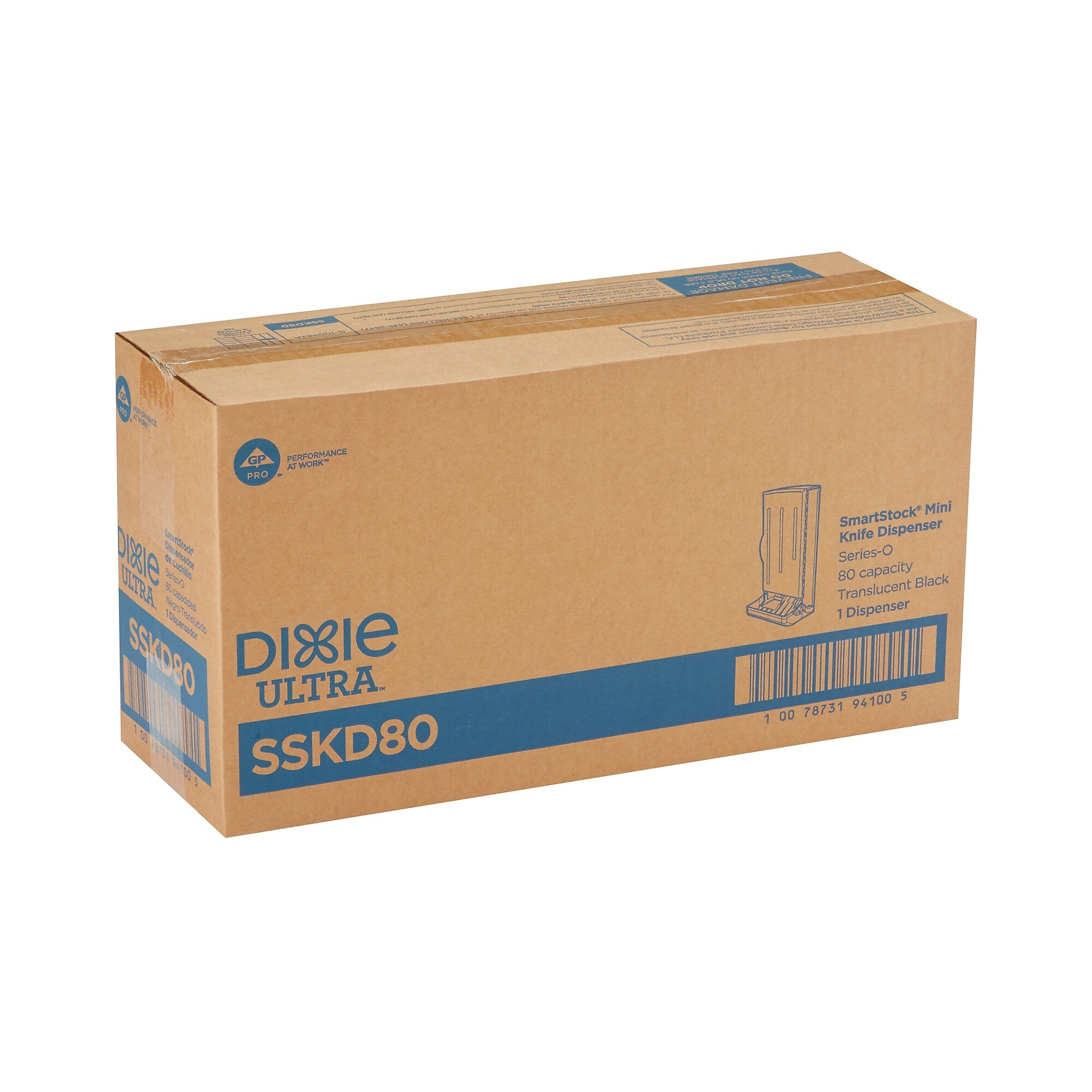 Dixie Ultra® SmartStock® Mini Polystyrene Medium Weight Knife Dispenser by GP PRO, 80 Knife Capacity, Black (SSKD80)