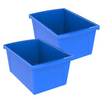 Storex Plastic Medium Classroom Storage Bin, 16.75"x 11.87"x 8.28", Blue, Pack of 2 (STX61482U06C-2)