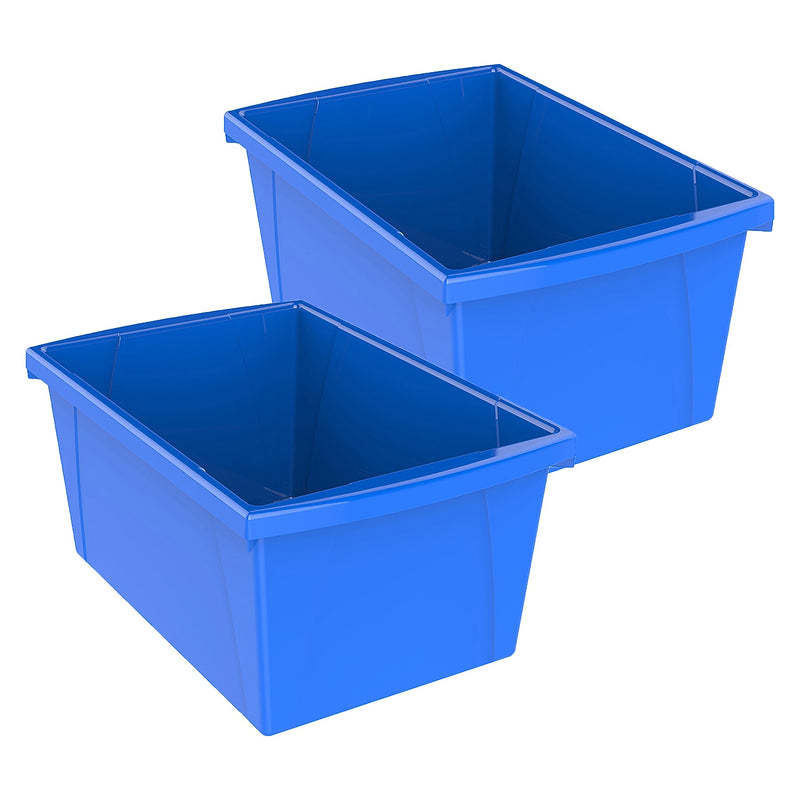 Storex Plastic Medium Classroom Storage Bin, 16.75"x 11.87"x 8.28", Blue, Pack of 2 (STX61482U06C-2)