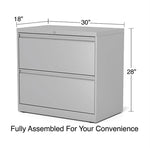 Alera 2-Drawer Mobile Lateral File Cabinet, Letter/Legal Size, Lockable, 29"H x 30"W x 19.25"D, Light Gray