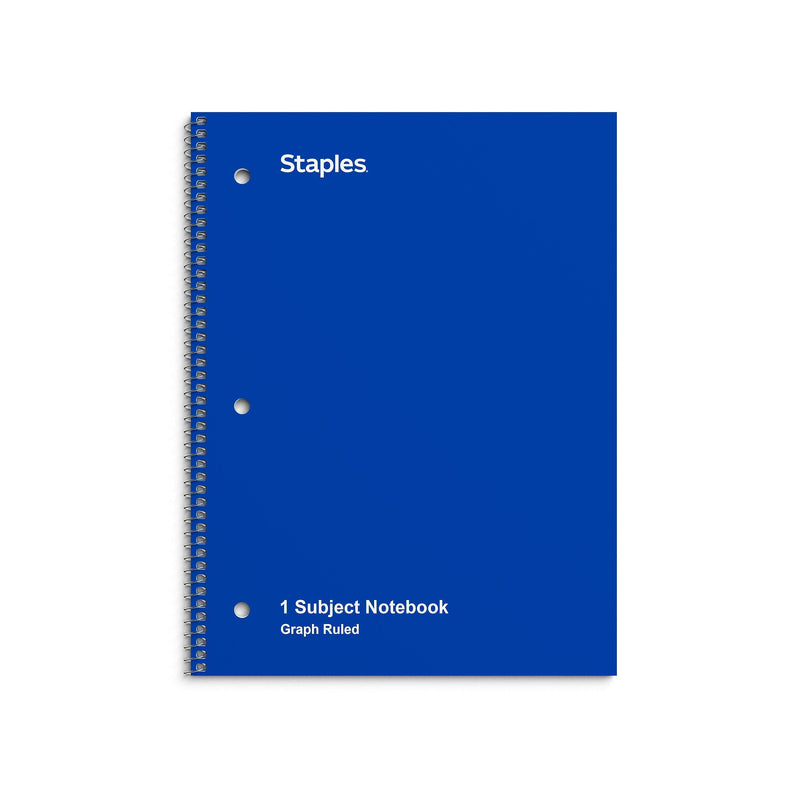 Staples 1-Subject Notebooks, 8" x 10.5", Graph Ruled, 70 Sheets, Blue (ST23985C)