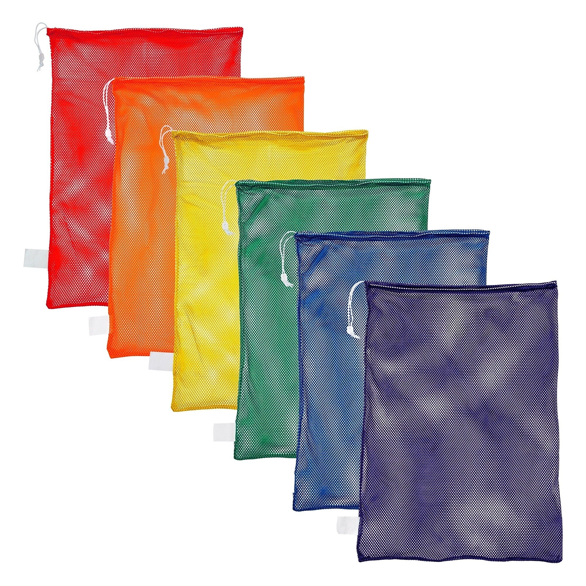 Champion Sports 24" x 36" Nylon-Mesh Equipment Bags, Assorted Colors, 6/Set (CHSMB21SET)