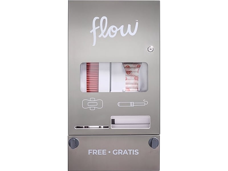Aunt Flow Model O Stainless Steel Tampon and Pad Dispenser, Steel/White (AF-DISP-OWMS-1)