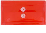 JAM Paper Premium Plastic Filing Envelope with Button & String Closure, Red, 3/Pack (921B1REX3)