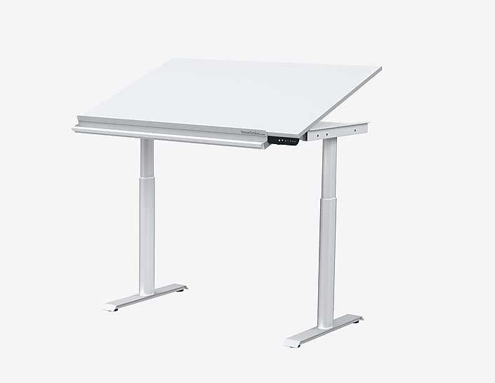 VersaDesk PowerLift 48"W Electric Adjustable Drafting Table, White (PEDT48-WW-APP)