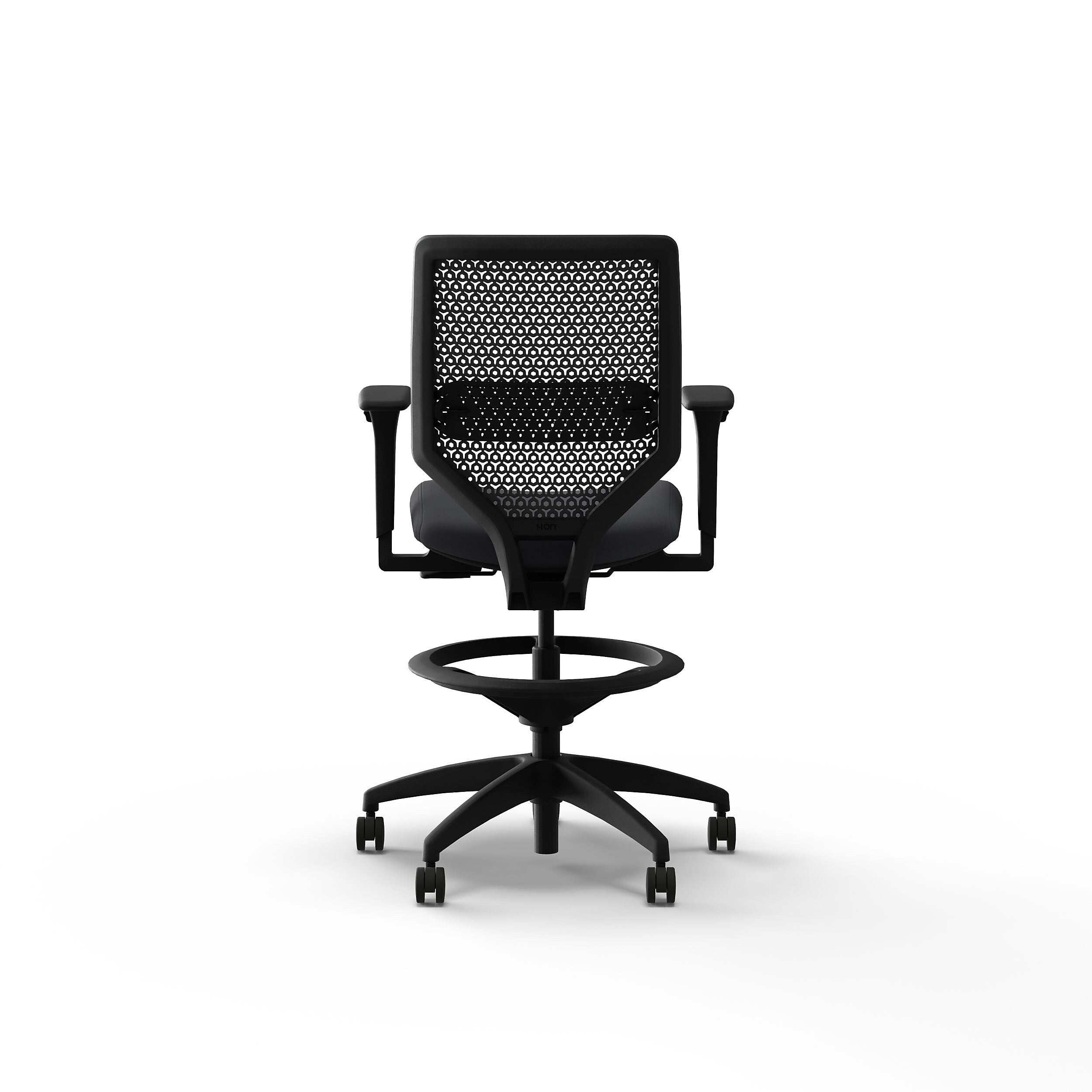 HON Solve ReActiv/Vinyl Task Stool with Backrest and Footrest, Charcoal/Basalt (HSLVSMR.Y1.A.H.0S.SX23.BL.SB.T)