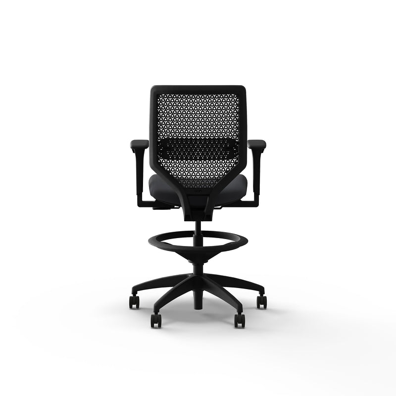 HON Solve ReActiv/Vinyl Task Stool with Backrest and Footrest, Charcoal/Basalt (HSLVSMR.Y1.A.H.0S.SX23.BL.SB.T)