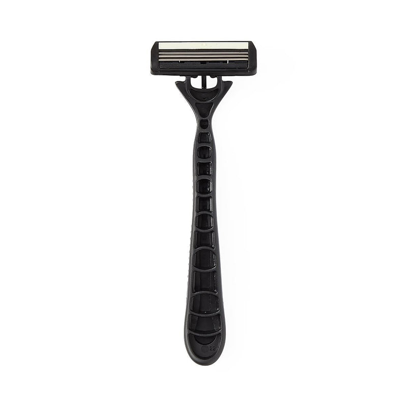 Medline Triple Blade Facial Razors with Lube Strip, Blue/Black, 10/Box (BRN1333Z)