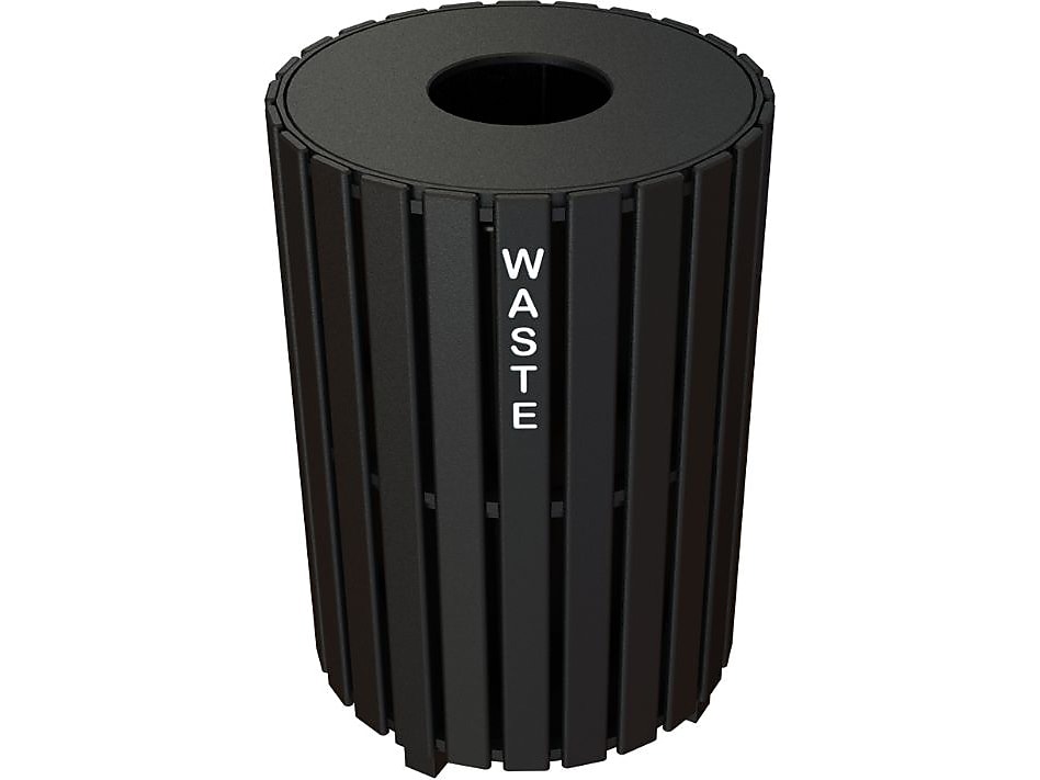 CleanRiver Carousel Outdoor Trash Can, 35-Gallon, Black (RS35-BK-W)