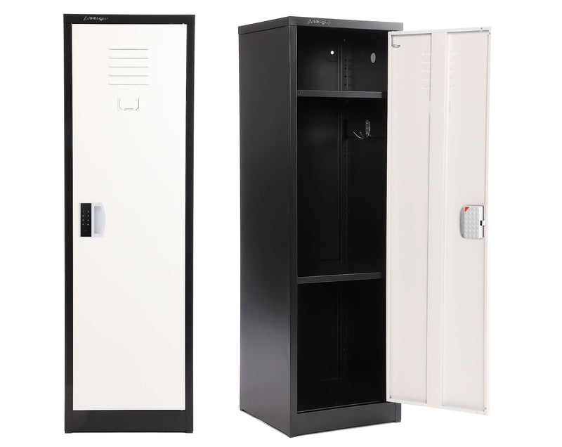 AdirOffice 48"H Single Tier Black/White Storage Locker (ADI629-01-B-W-DL)