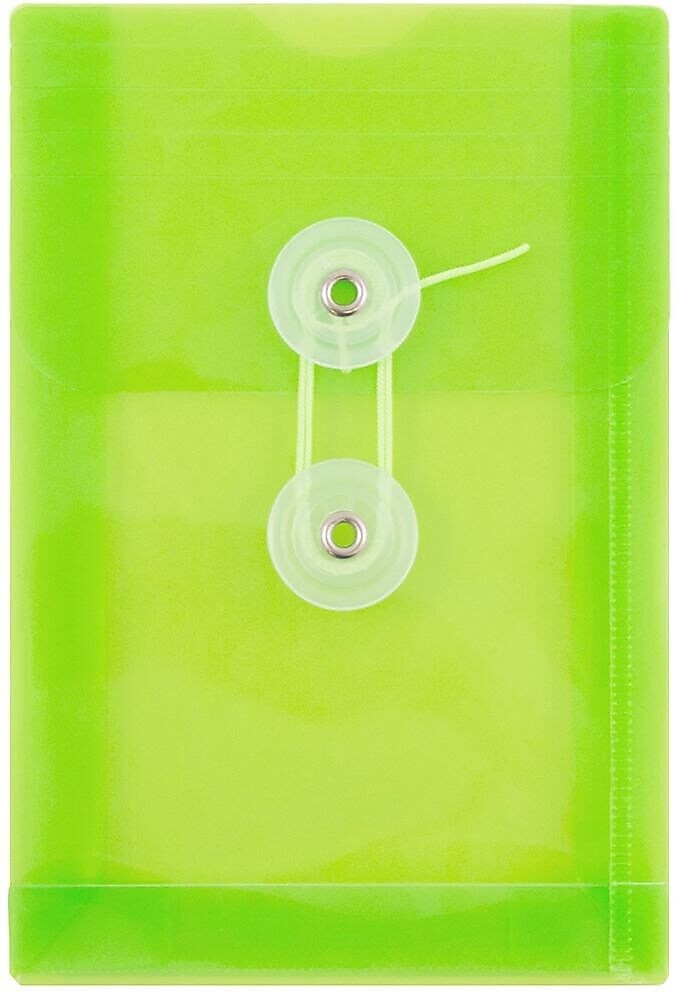 JAM Paper Premium Plastic Filing Envelope with Button & String Closure, 4 1/4" x 6 1/4", Lime Green, 3/Pack (473B1LIX3)