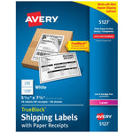 Avery TrueBlock Laser Shipping Labels with Paper Receipts, 5-1/16" x 7-5/8", White, 50 Labels/Box (5127)