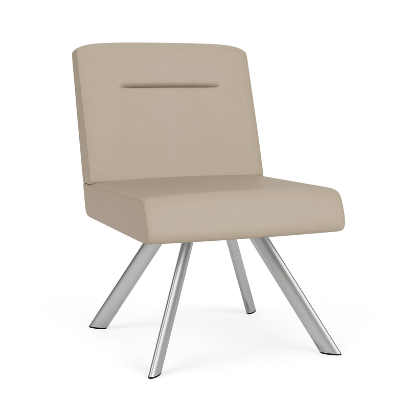 Lesro Willow Vinyl Lounge Chair, Armless, Patriot Plus Concrete/Silver (WL1102.SSV-02PPCN.03PPCN)