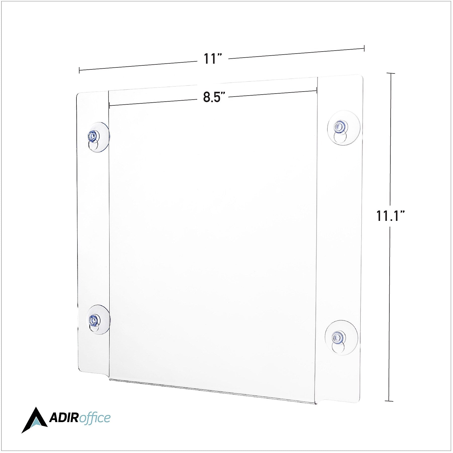 AdirOffice Window Sign Holder, 8.5" x 11", Vertical/Horizontal, Side Loading, Clear Acrylic, 12/Pack (639-8511-WSH-12)