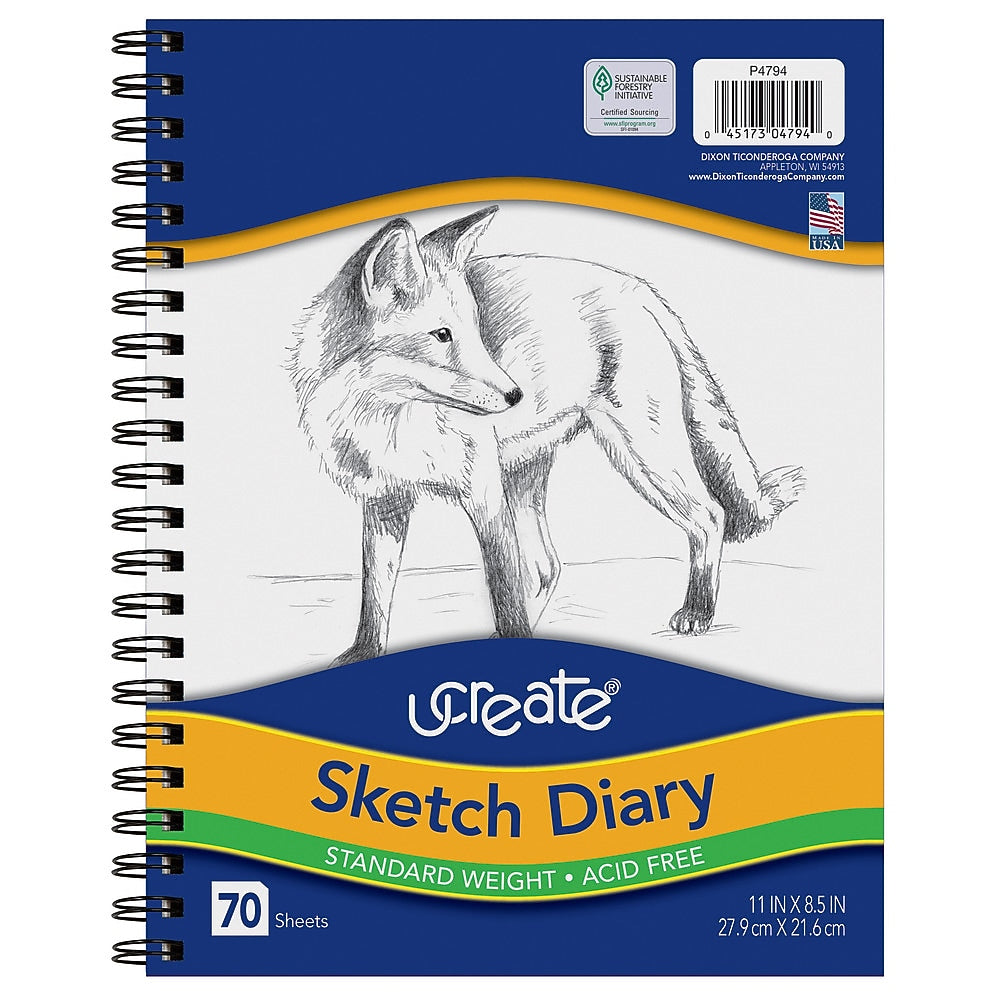 Art1st Sketch Diary 8.5" x 11" Spiral Bound Sketch Book, 70 Sheets/Book (P4794)