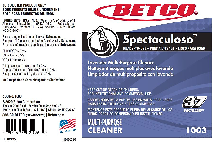 Betco Spectaculoso Secondary Label, 24/Pack (10039000)