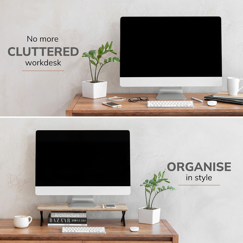 Anji Mountain Mango Wood & Metal Monitor Stand, Up to 32" Monitor, Natural (MS-MNG-04BLK)