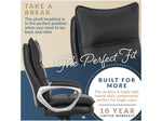 La-Z-Boy Jenkins Ergonomic Bonded Leather Executive Big & Tall Chair, 400 lb. Capacity, Black (60075-BLK)