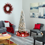 Nearly Natural 6-ft Flocked Pencil Artificial Christmas Tree with 300 Clear Lights and 438 Bendable Branches (T1906)