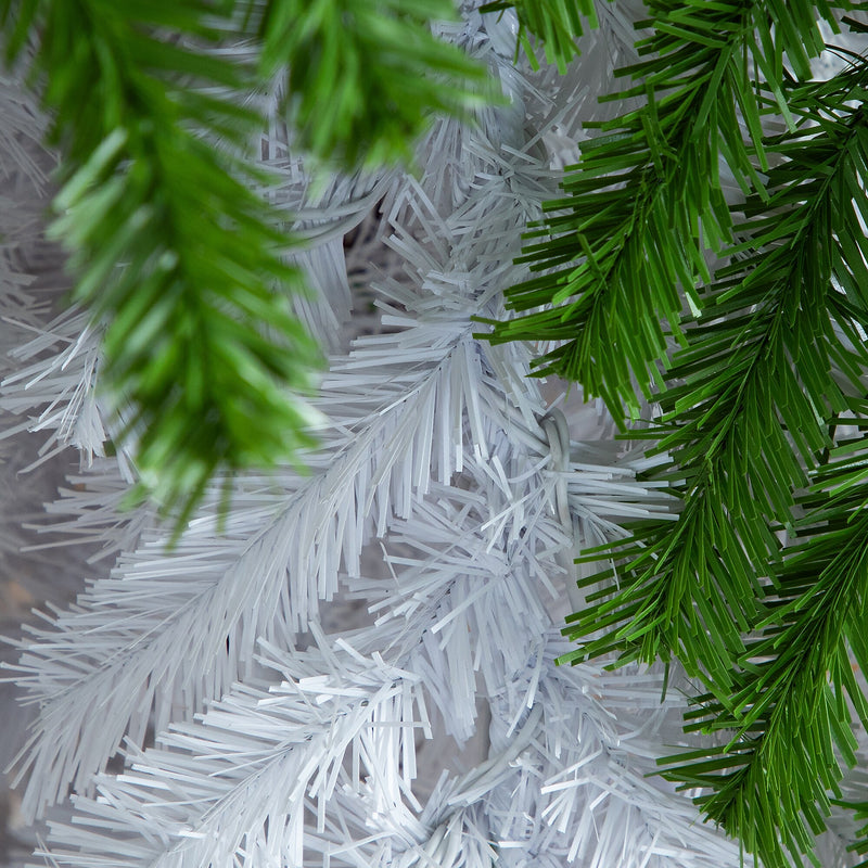 Nearly Natural 7-ft Holiday Green & White Santa’s Hat Christmas Tree with 500 LED lights and 1275 Bendable Branches (T4697)