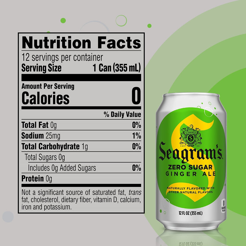 Seagram's Diet Ginger Ale, 12 oz., 24/Carton (00072979003344)